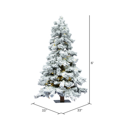 Vickerman 6' Flocked Spruce Artificial Christmas Tree Pure White Single Mold LED Lights