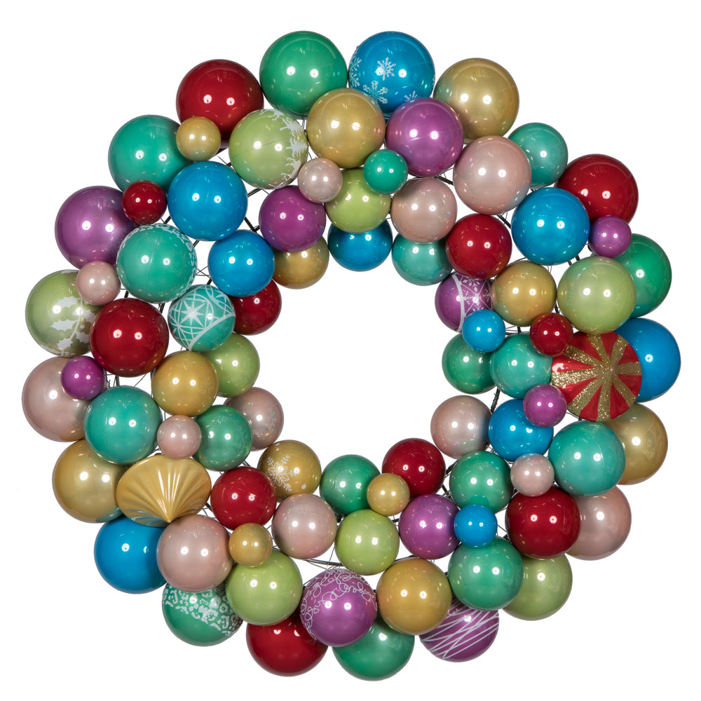 Vickerman 24" Pearlized Multi Assorted Ornament Wreath