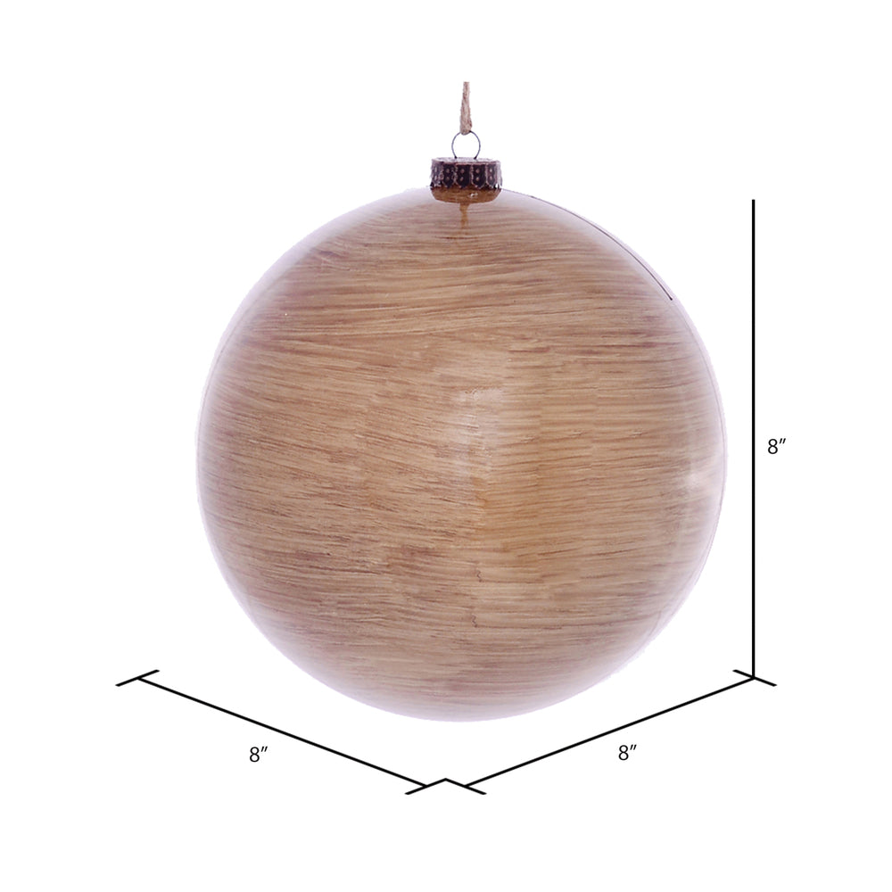 Vickerman 8" Brown Wood Grain Ball Ornament 2 per Bag