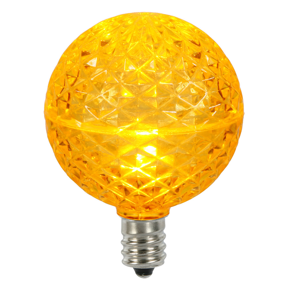 Vickerman G50 LED Yellow Replacement Bulb E12/C7 Nickel Base .38W 10 Bulbs per Pack