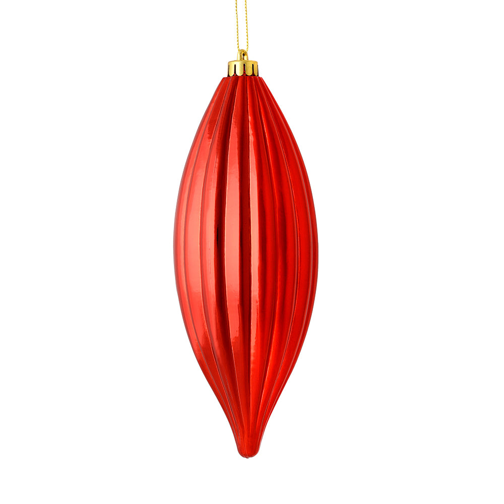 Vickerman 8" Red Shiny Line Finial Ornament Pack of 4