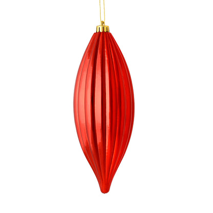 Vickerman 8" Red Shiny Line Finial Ornament Pack of 4