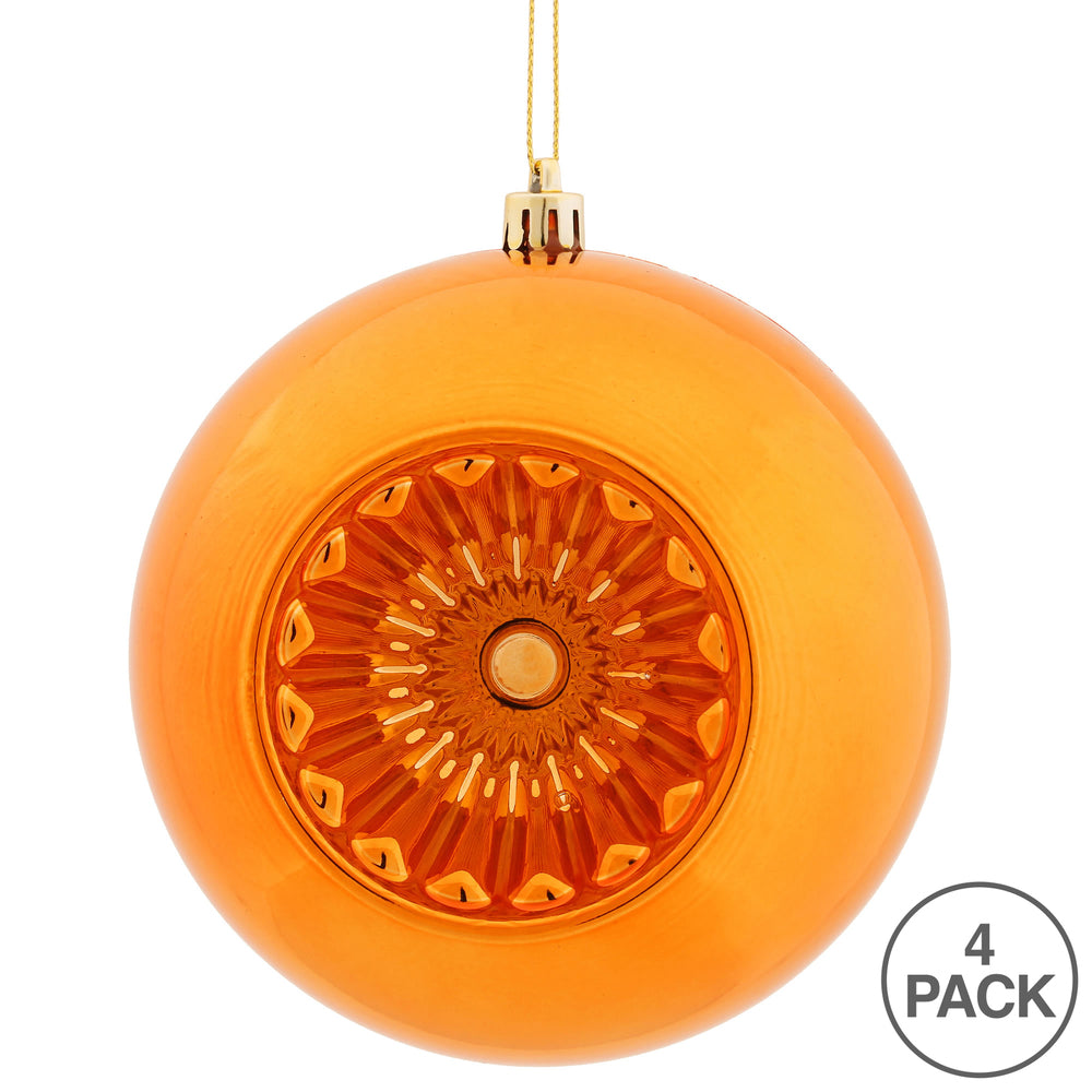 Vickerman 4.75" Burnished Orange Shiny Star Brite Ball Ornament 4 per Bag