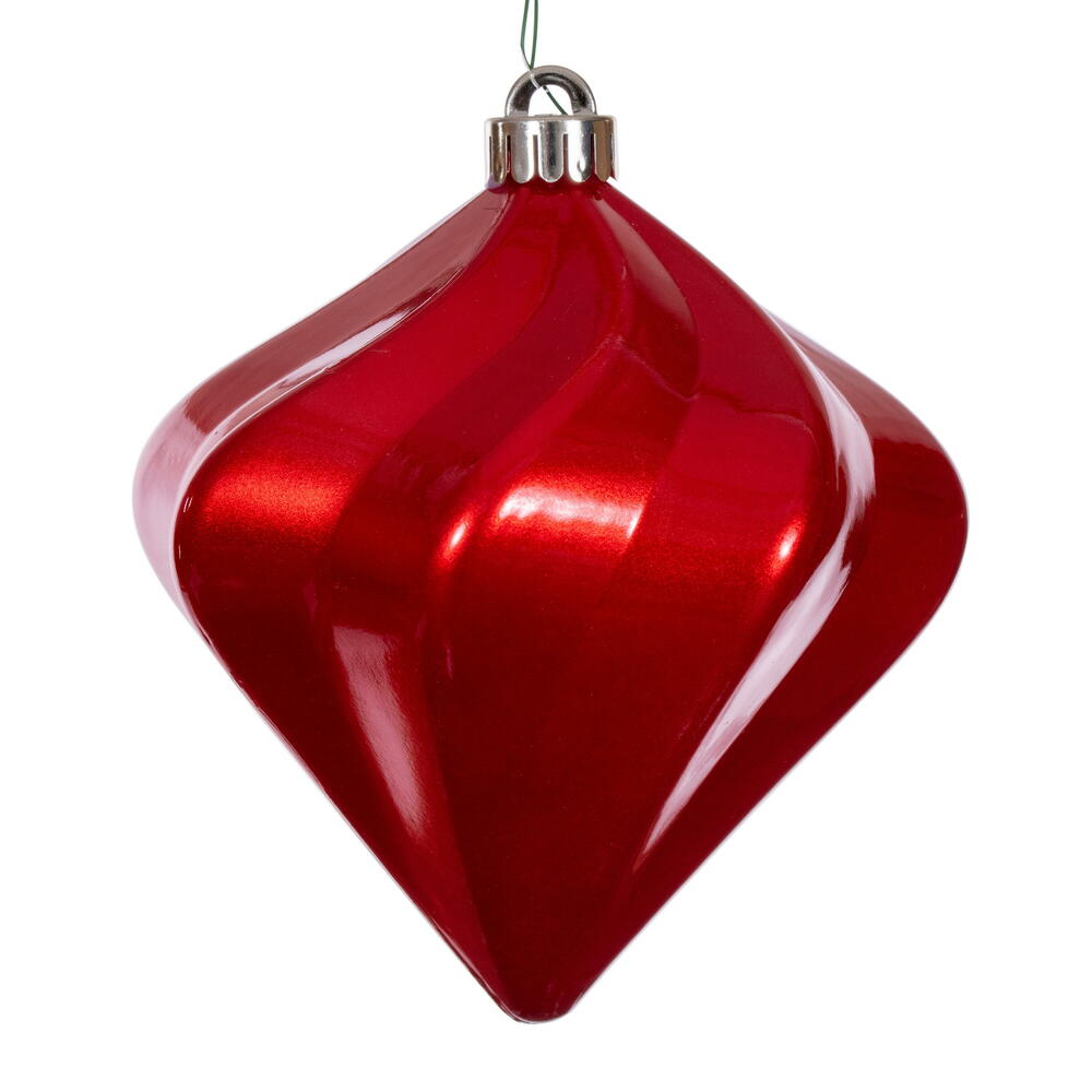 Vickerman 6" Red Swirl Diamond UV Candy Christmas Ornament Set of 3