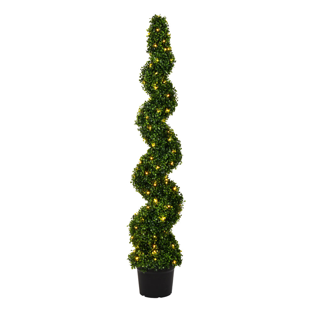 Vickerman 5' Artificial Potted Green Boxwood Spiral Tree.
