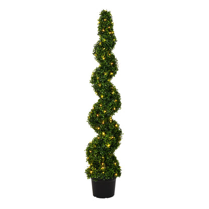 Vickerman 5' Artificial Potted Green Boxwood Spiral Tree.