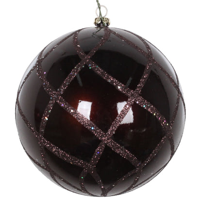 Vickerman 4.75" Chocolate Candy Finish Net Ball Ornament with Glitter Accents 3 per Bag