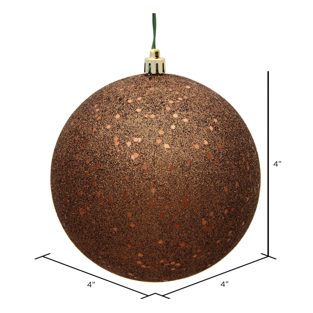 Vickerman 4" Mocha Sequin Ball Ornament 6 per Bag