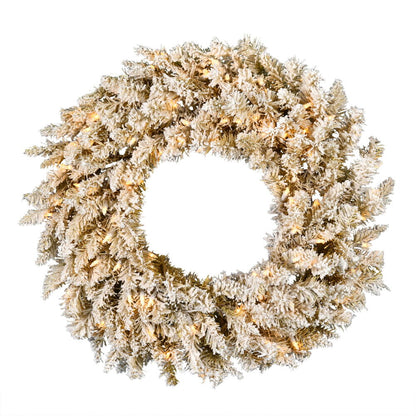 Vickerman 48" Frosted Gold Artificial Christmas Wreath Warm White Dura-lit LED Lights