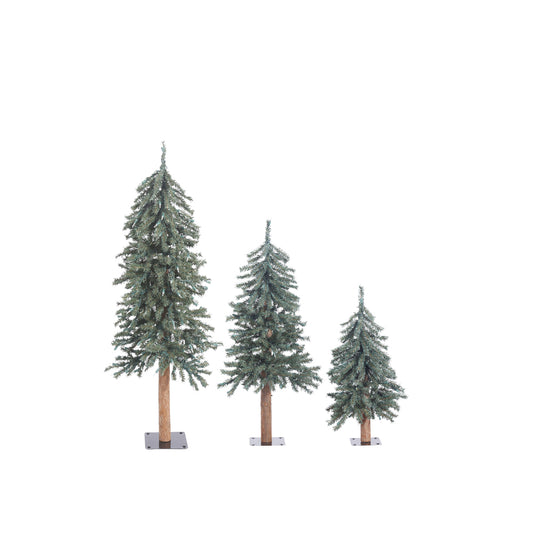 Vickerman 2' 3' 4' Natural Bark Alpine Artificial Christmas Tree Set Unlit