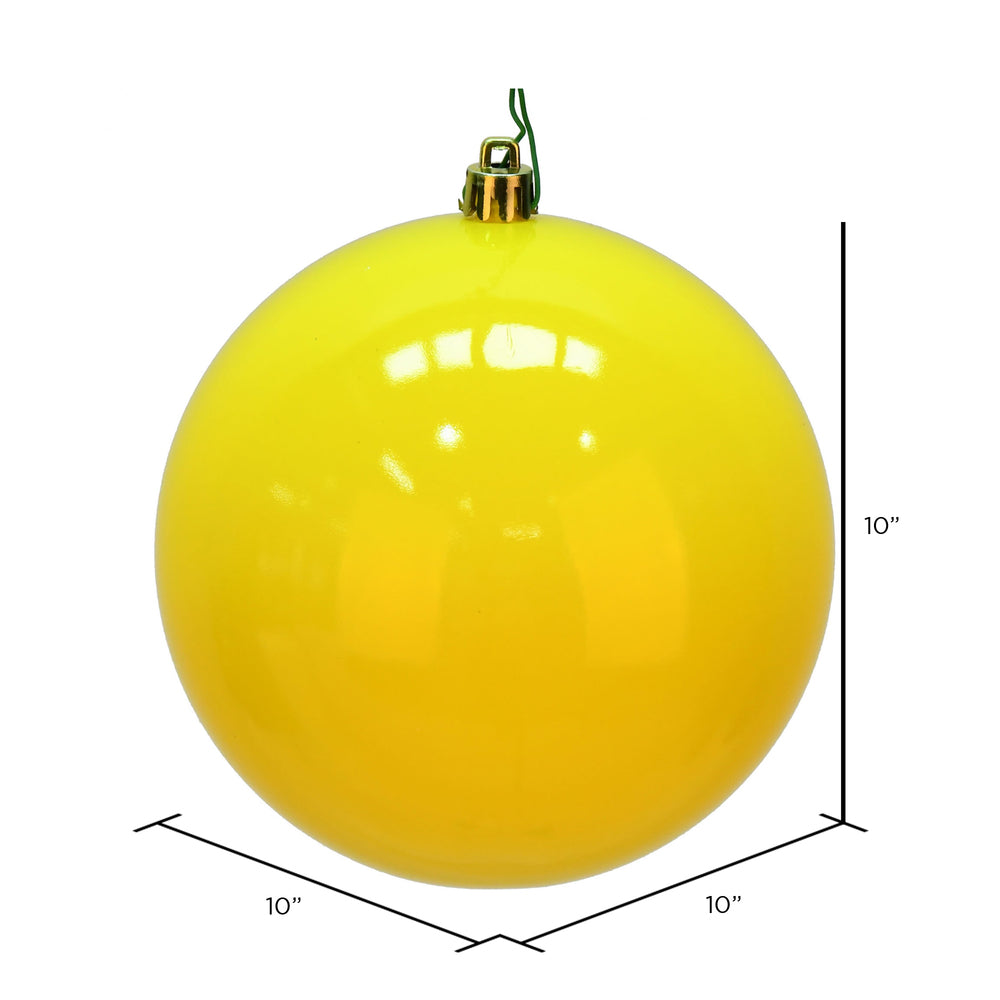 Vickerman 10" Yellow Shiny Ball Ornament