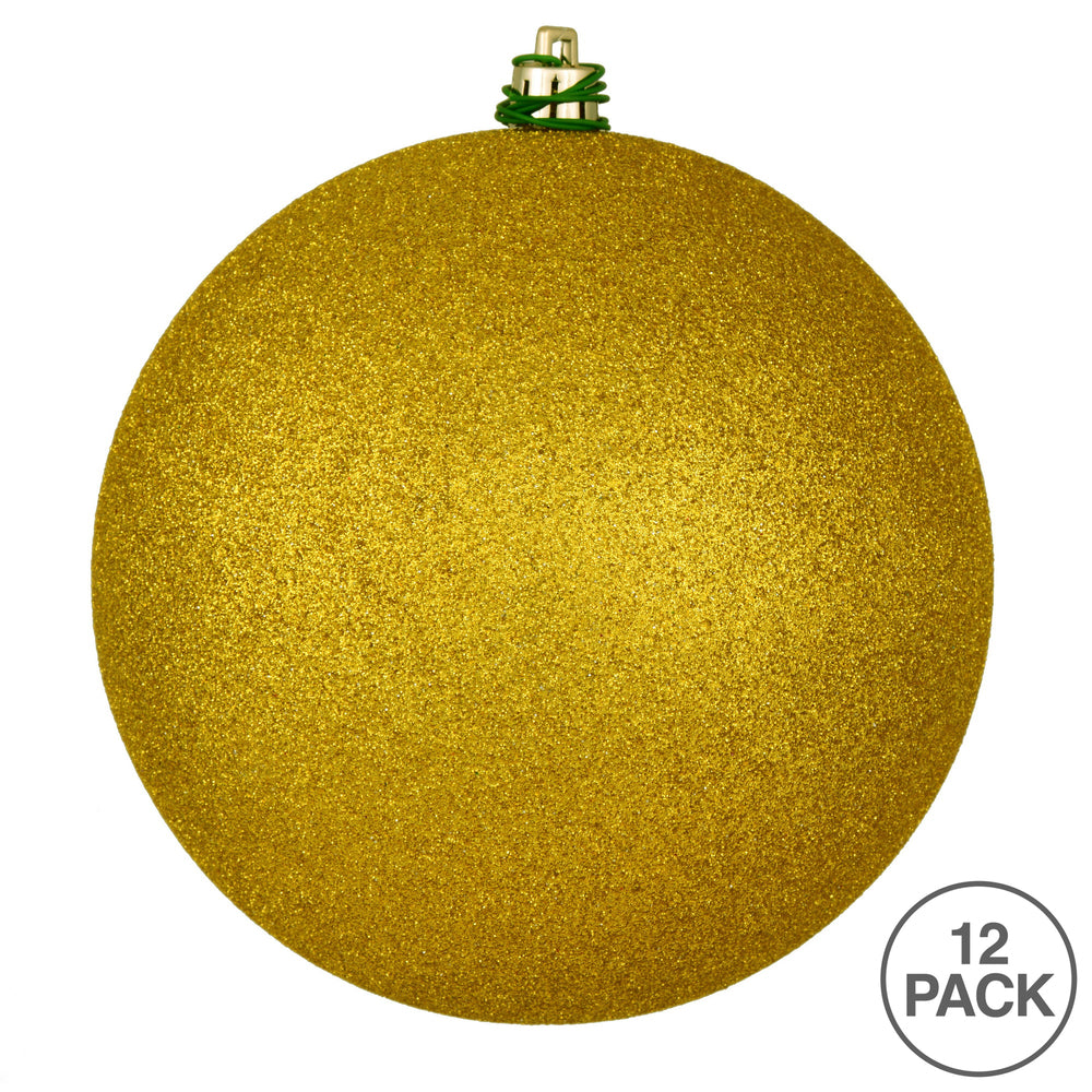 Vickerman 3" Medallion Gold Glitter Ball Ornament 12 per Bag