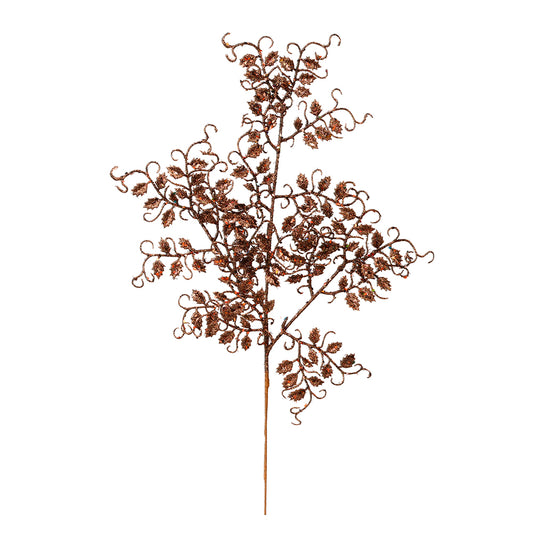 Vickerman 22" Chocolate Glitter Mini Ruscus Leaf Artificial Christmas Spray. Includes 12 sprays per pack.