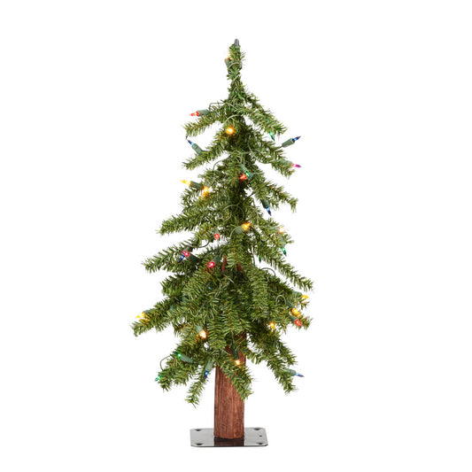 Vickerman 2' Natural Alpine Artificial Christmas Tree Multi-Colored Incandescent Lights