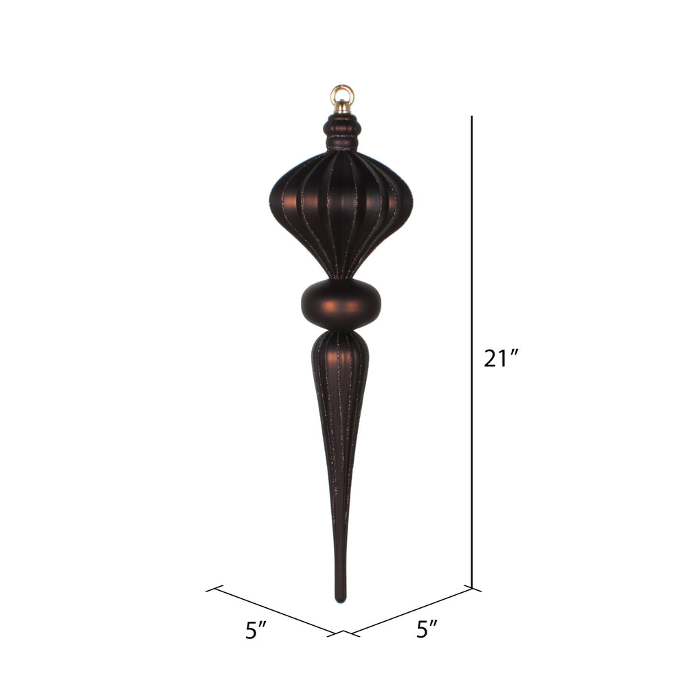 Vickerman 21" Chocolate Matte Finial Ornament with Glitter Accents