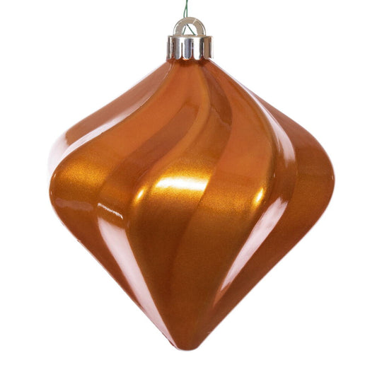 Vickerman 6" Copper Swirl Diamond UV Candy Christmas Ornament Set of 3