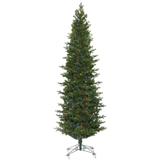 Vickerman 10' x 42" Eagle Fraser Slim Artificial Christmas Tree, Multi-colored Dura-Lit LED lights
