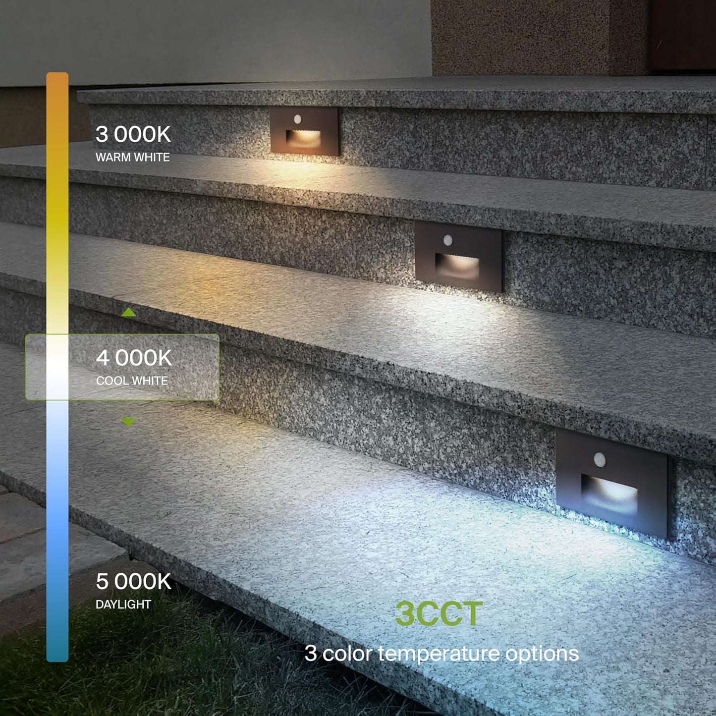 ASD Lighting LED Step Light Horizontal 3W 120V CCT Selectable 3000/4000/5000K with Motion Sensor Oil Rubbed Bronze ETL