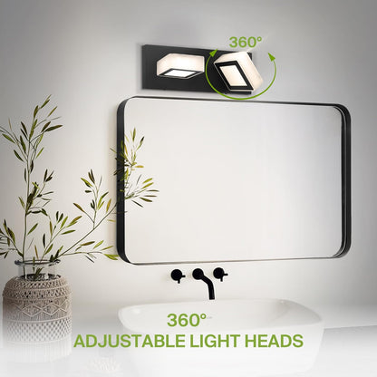 ASD Lighting LED Vanity 2-light 12W 120V with rotatable heads CCT Selectable 2700/3000/4000/5000/6000K Dimmable Black ETL