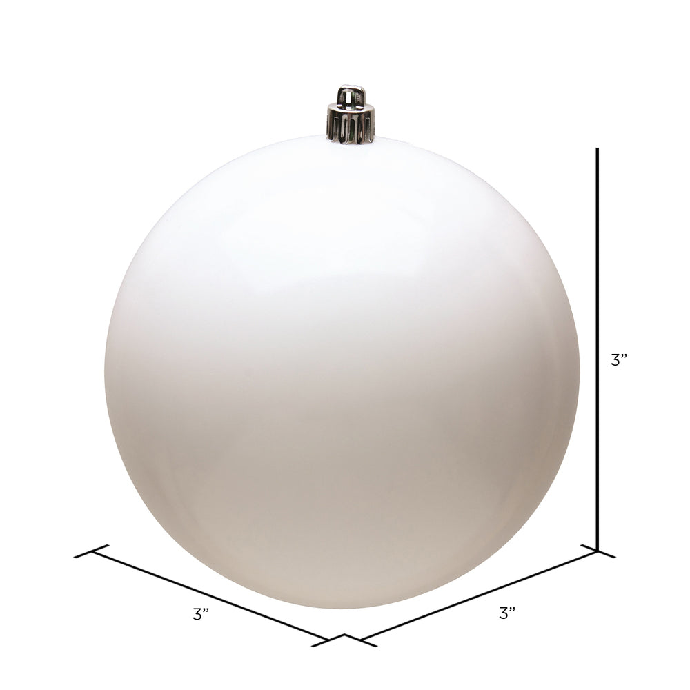 Vickerman 3" White Shiny Ball Ornament 32 per Box