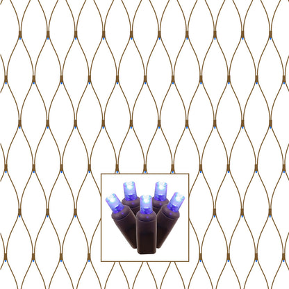 Vickerman 150 Blue Wide Angle LED Single Mold Christmas Net Light Set Brown Wire