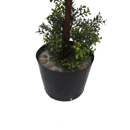 Vickerman 5' Artificial Potted Triple Ball Green Boxwood Topiary.
