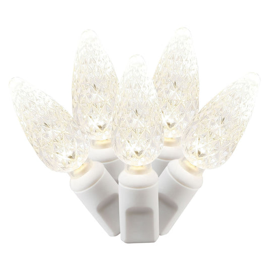 Vickerman 100 Warm White C6 LED Single Mold Light on White Wire 34' Christmas Light Strand