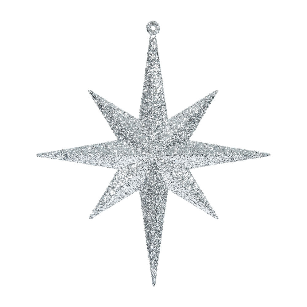 Vickerman 8" Silver Iridescent Glitter Bethlehem Star Christmas Ornament 4 per Box