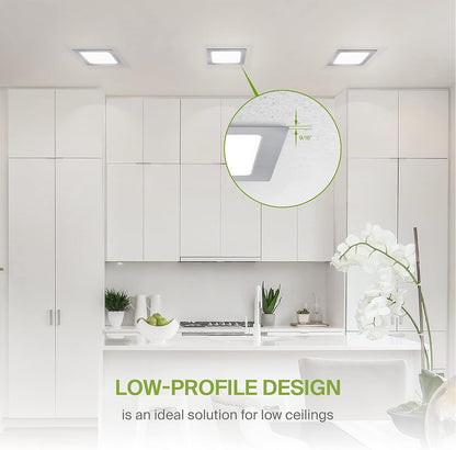ASD Lighting LED Recessed Mini Panel Square 6inch 15W 120V Triac 2700/3000/3500/4000/5000K Nickel UL Energy Star 6 pack