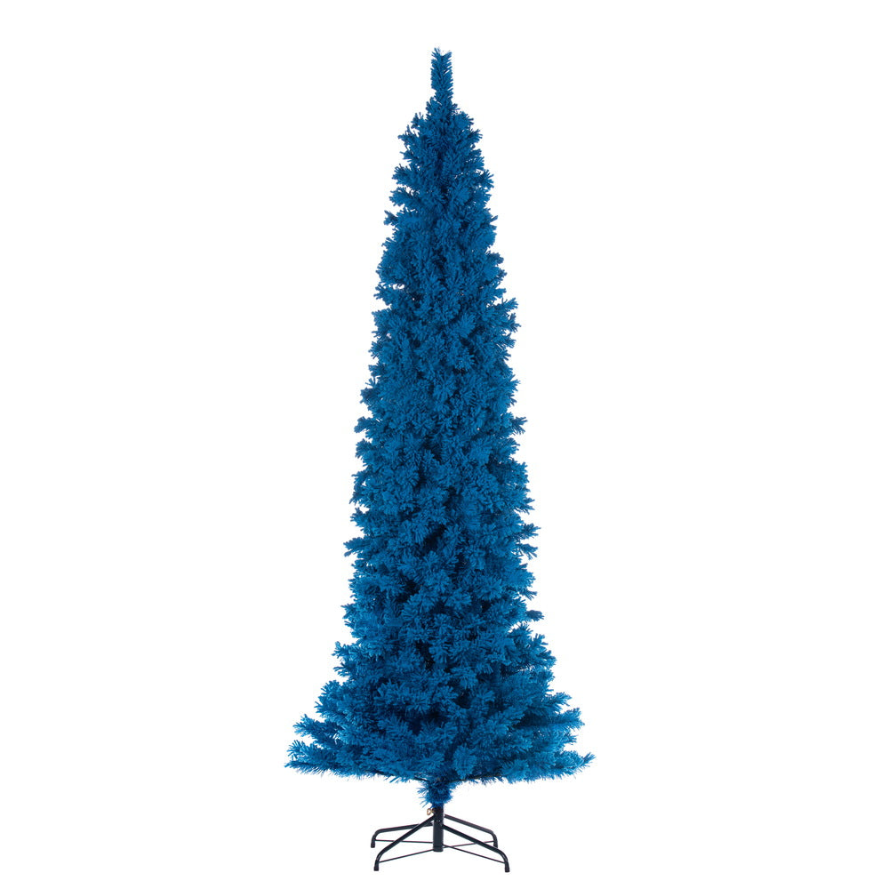 Vickerman 7.5' x 35" Flocked Turquoise Fir Artificial Unlit Pencil Christmas Tree.