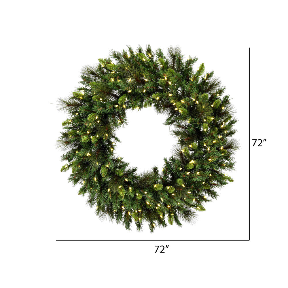 Vickerman 72" Bangor Mixed Pine Artificial Christmas Wreath Warm White Dura-lit LED Mini Lights