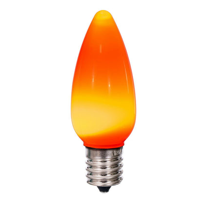 Vickerman C9 Ceramic LED Orange Bulb  Nickel Base 120V .6 Watts  5 diodes 25 Bulbs per Pack