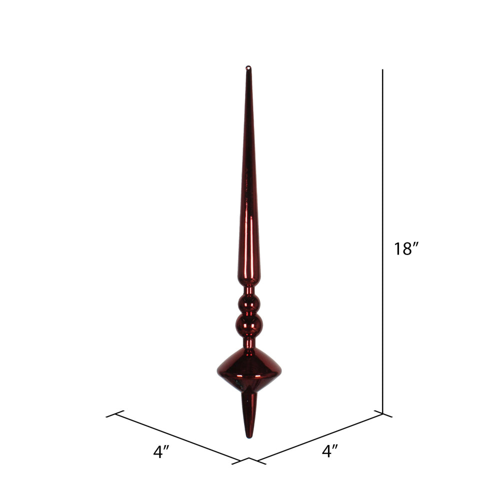 Vickerman 18" Burgundy Shiny Cupola Finial Ornament Pack of 2