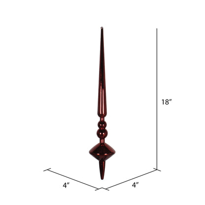 Vickerman 18" Burgundy Shiny Cupola Finial Ornament Pack of 2