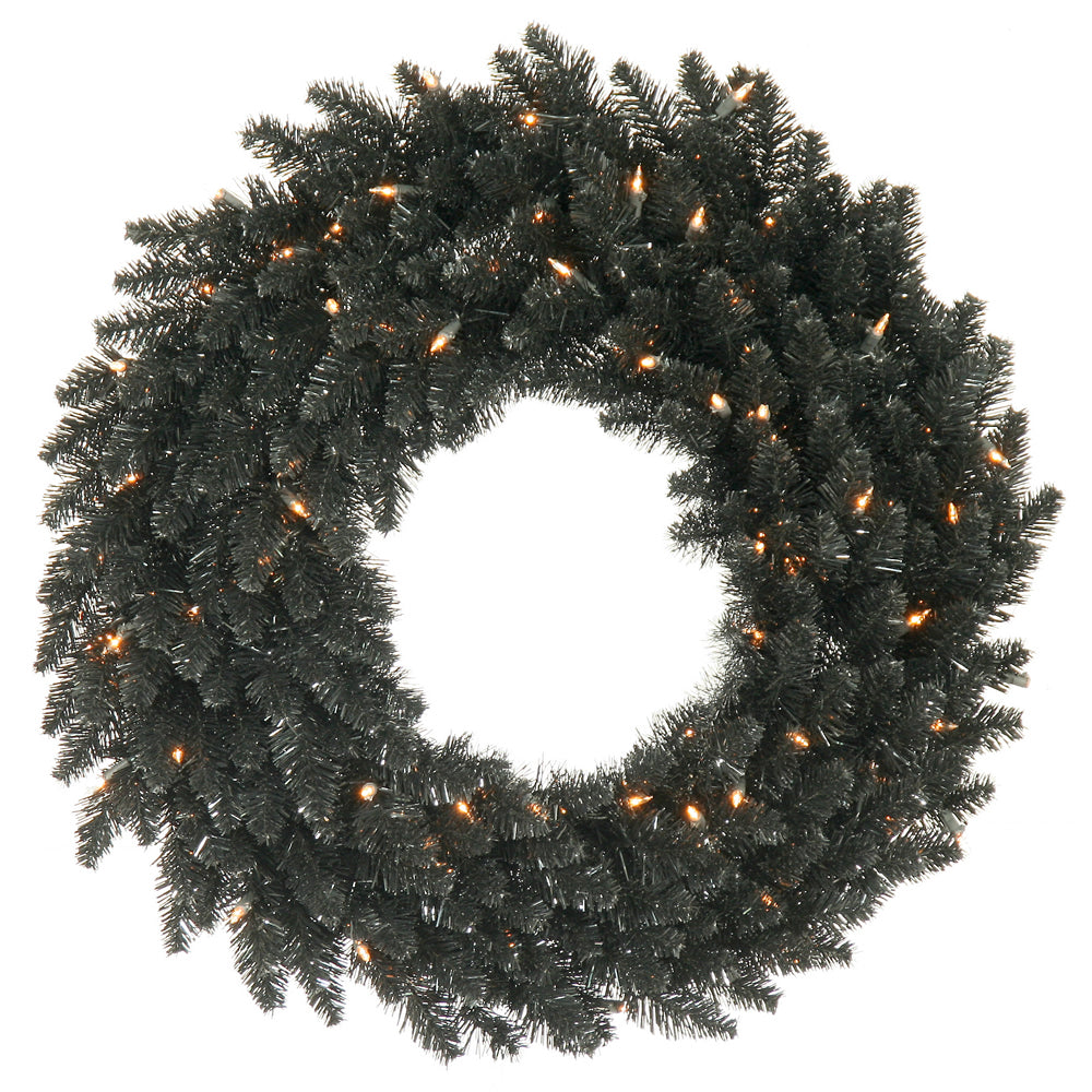 Vickerman 60" Black Fir Artificial Christmas Wreath Warm White Dura-Lit LED lights.