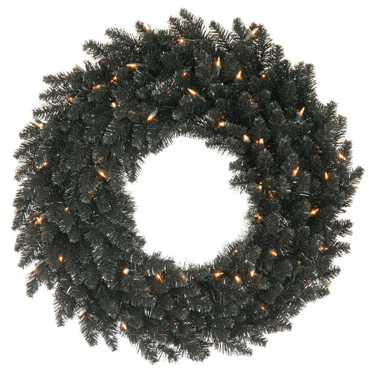 Vickerman 60" Black Fir Artificial Christmas Wreath Warm White Dura-Lit LED lights.