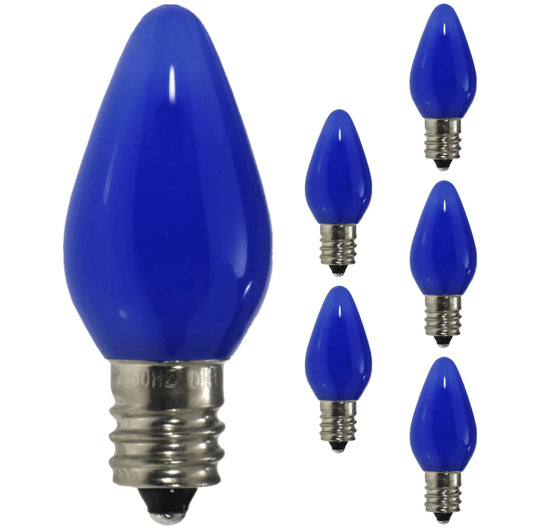 Damar- C7 LED Replacement Christmas Light Bulbs Blue Color 0.96W E12 Candelabra Base 100-130V Dimmable Pack of 6- Shatterproof String Lights for Patio Holiday Party Decor Xmas Tree