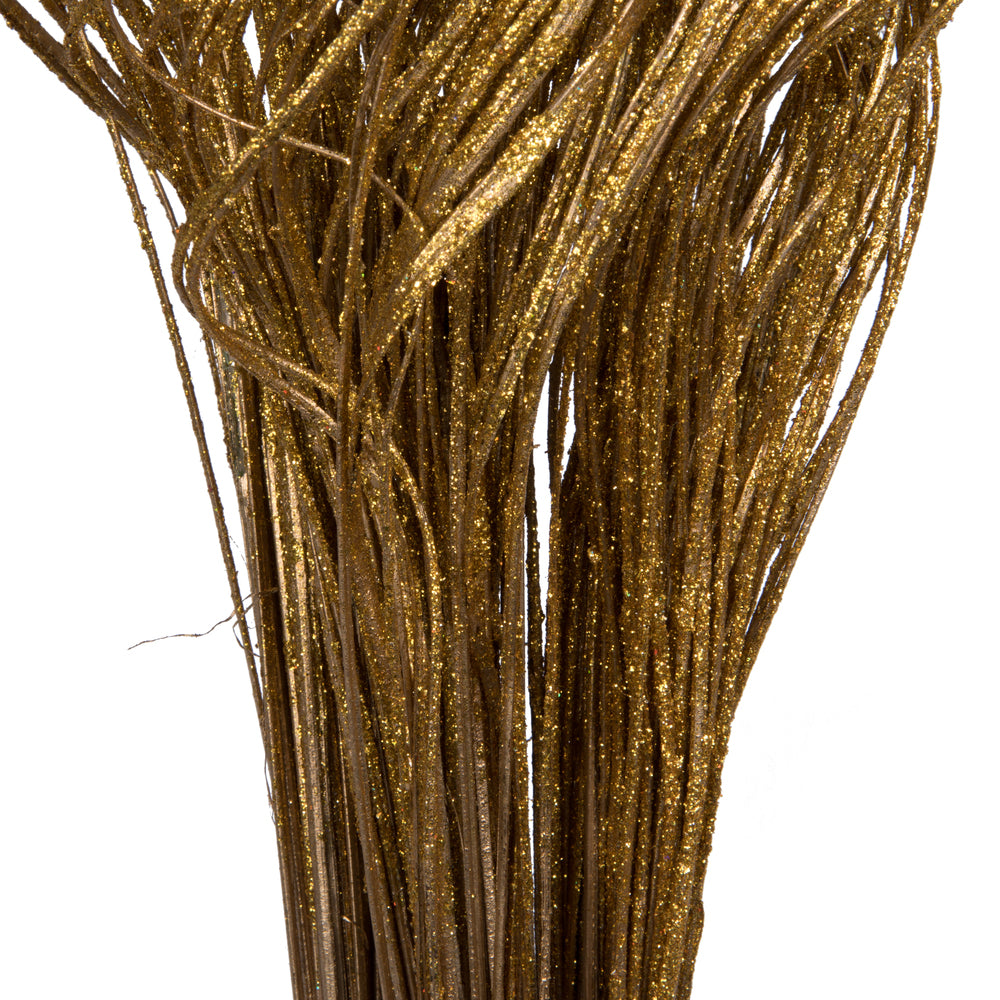 Vickerman Natural Botanicals 24"-28" Curly Ting Ting Gold with Gold Glitter. 5 bunches per Pack.