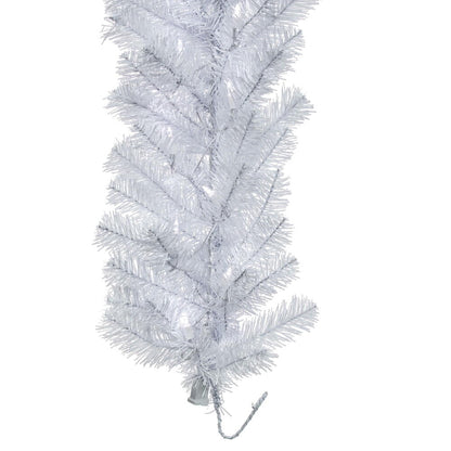 Vickerman 9' Crystal White Spruce Artificial Christmas Garland with Pure White LED Mini Lights