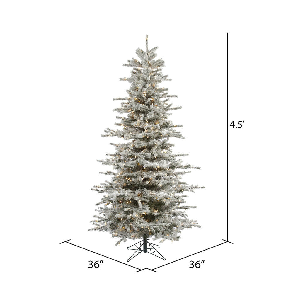 Vickerman 4.5' Flocked Sierra Fir Slim Artificial Christmas Tree Clear Dura-Lit lights
