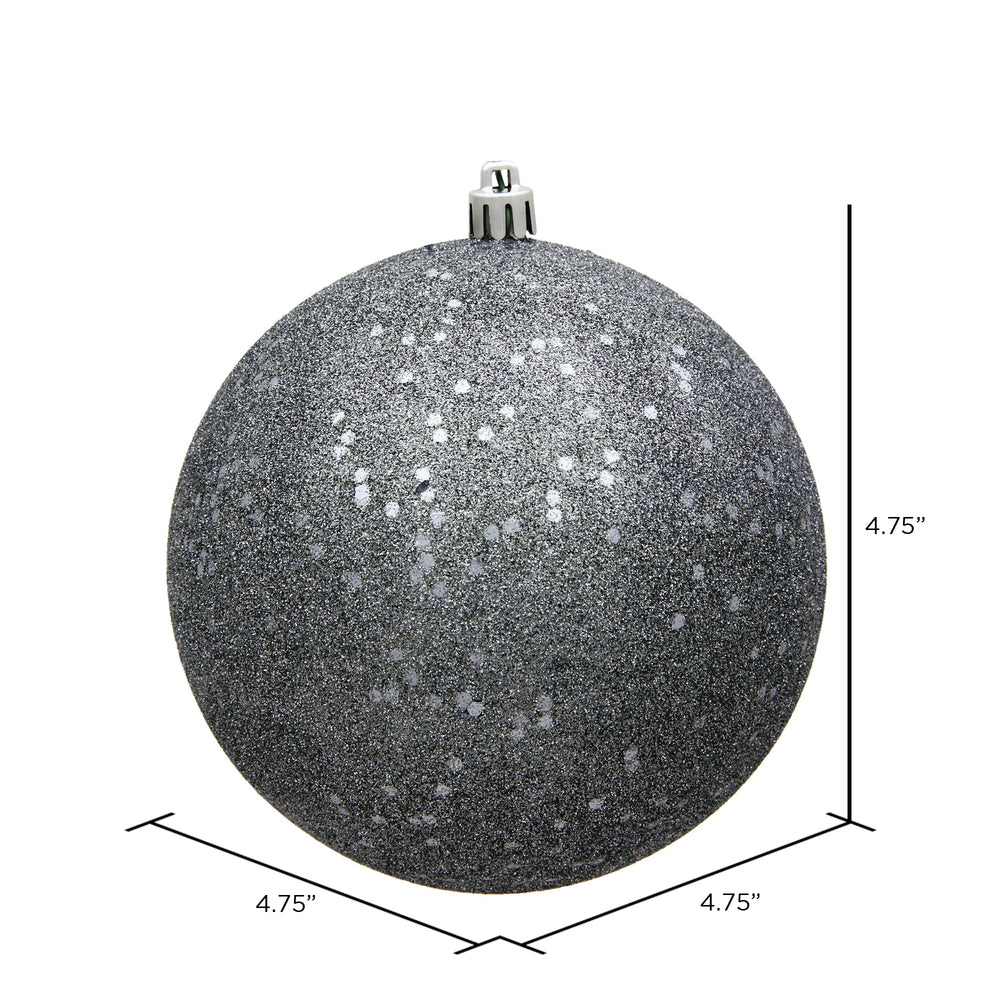 Vickerman 4.75" Pewter Sequin Ball Ornament 4 per Bag