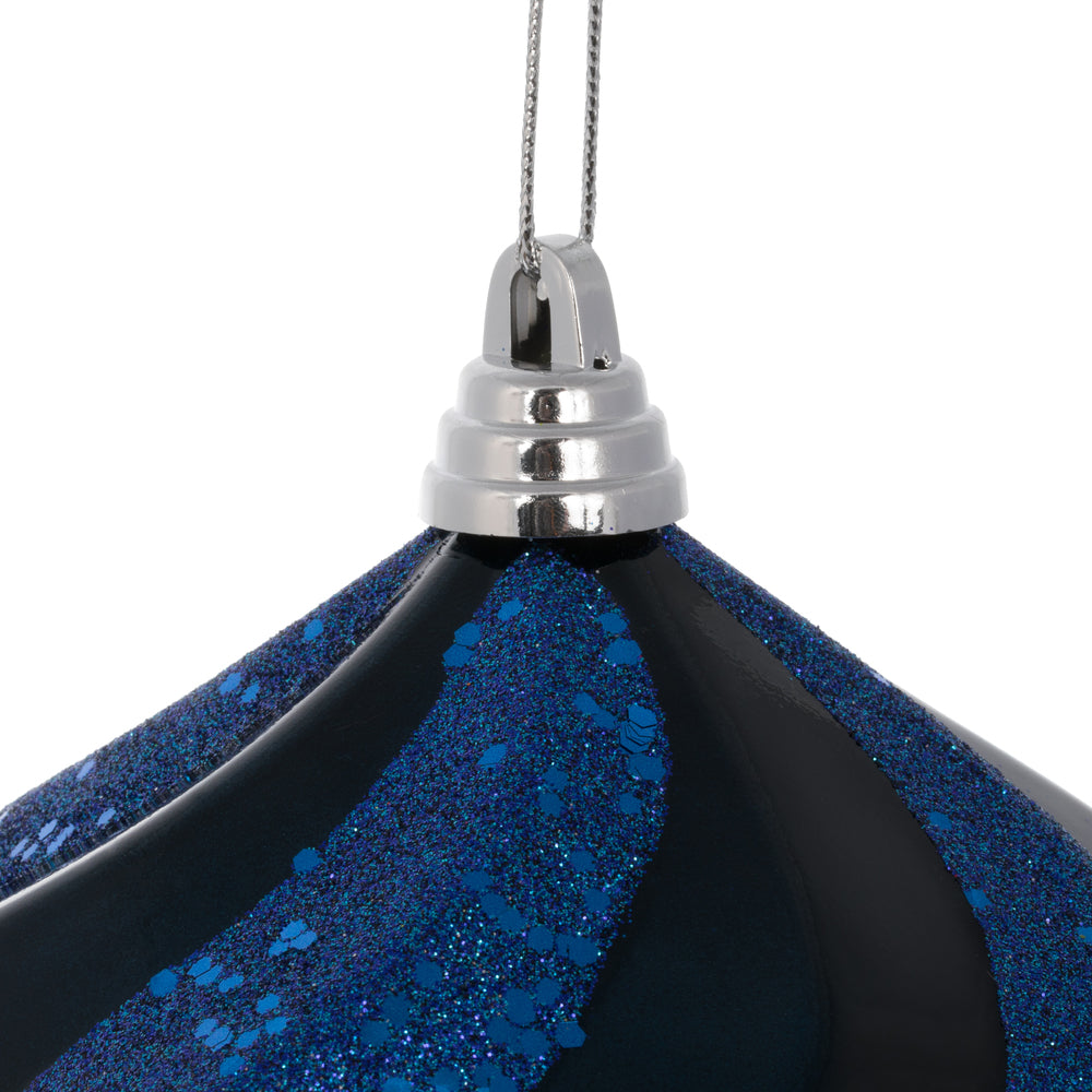 Vickerman 6" Midnight Blue Candy Glitt Swirl Diamond Christmas Ornament
