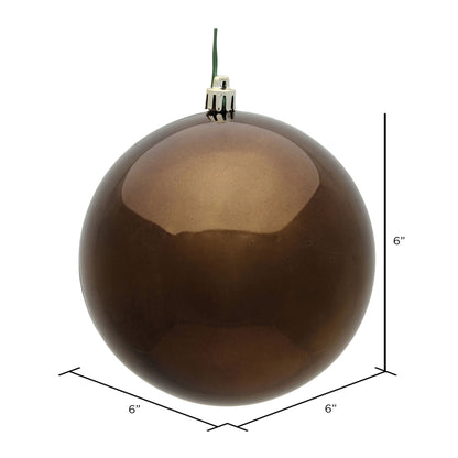 Vickerman 6" Chocolate Shiny Ball Ornament 4 per Bag