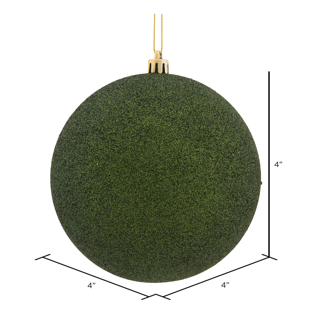 Vickerman 4" Moss Green Glitter Ball Ornament 6 per Bag