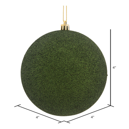 Vickerman 4" Moss Green Glitter Ball Ornament 6 per Bag