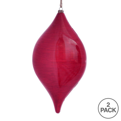 Vickerman 11.5" Red Wood Grain Drop Christmas Ornament Pack of 2