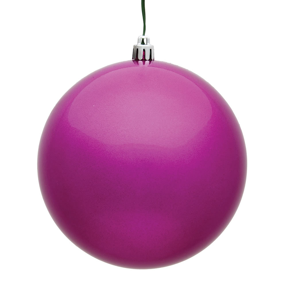 Vickerman 6" Fuchsia Candy Ball Ornament 4 per Bag