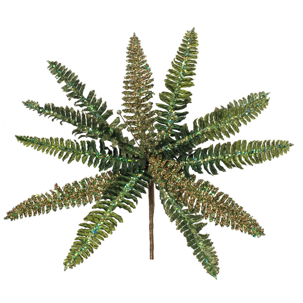 Vickerman 20" Green Fern Flower Artificial Christmas Spray. Includes 3 sprays per pack.