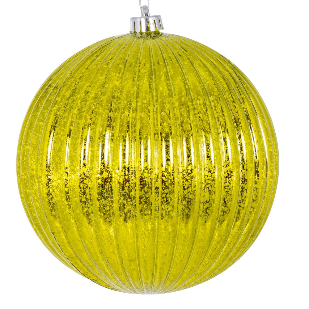 Vickerman 8" Lime Shiny Lined Mercury Ball Ornament.