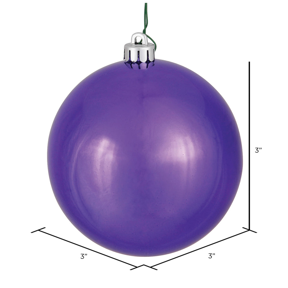 Vickerman 3" Plum Shiny Ball Ornament 12 per Bag